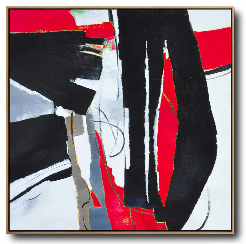 Hand Made Abstract Art,Oversized Red Contemporary Painting On Canvas,Acrylic Painting Large Wall Art,Red,Black,White.etc